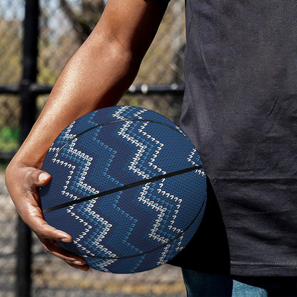 Blue Chevron Knitted Pattern Print Basketball