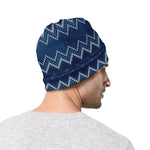 Blue Chevron Knitted Pattern Print Beanie