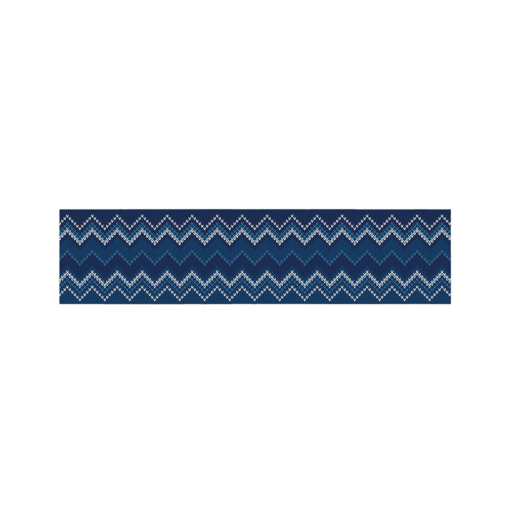 Blue Chevron Knitted Pattern Print Bed Runner