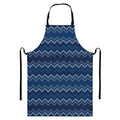 Blue Chevron Knitted Pattern Print Bib Apron With Pocket