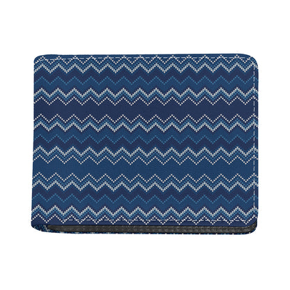 Blue Chevron Knitted Pattern Print Bifold Wallet