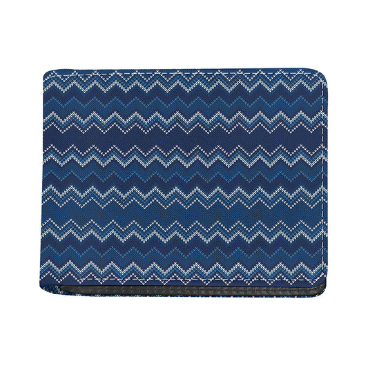 Blue Chevron Knitted Pattern Print Bifold Wallet