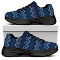 Blue Chevron Knitted Pattern Print Black Chunky Shoes