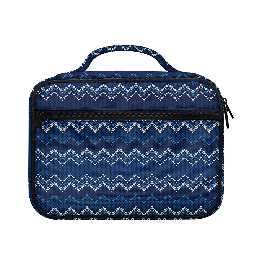 Blue Chevron Knitted Pattern Print Briefcase Bible Bag