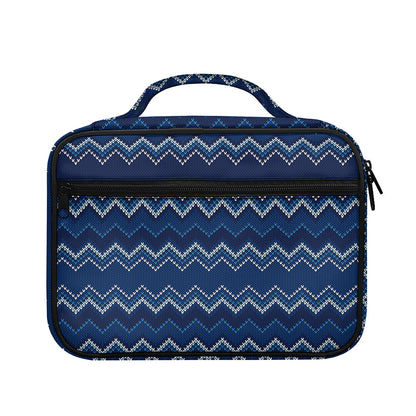 Blue Chevron Knitted Pattern Print Briefcase Bible Bag