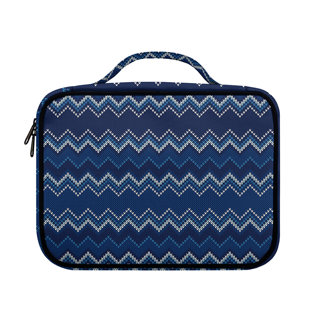 Blue Chevron Knitted Pattern Print Briefcase Bible Bag