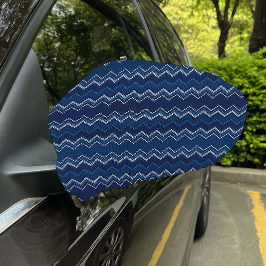 Blue Chevron Knitted Pattern Print Car Side Mirror Covers