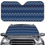 Blue Chevron Knitted Pattern Print Car Windshield Sun Shade