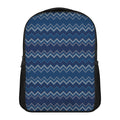 Blue Chevron Knitted Pattern Print Casual Backpack