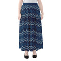 Blue Chevron Knitted Pattern Print Chiffon Maxi Skirt