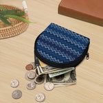 Blue Chevron Knitted Pattern Print Coin Purse