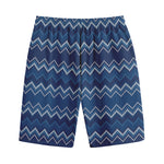 Blue Chevron Knitted Pattern Print Cotton Shorts