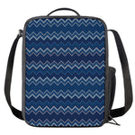 Blue Chevron Knitted Pattern Print Crossbody Lunch Bag