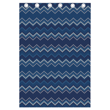 Blue Chevron Knitted Pattern Print Curtain