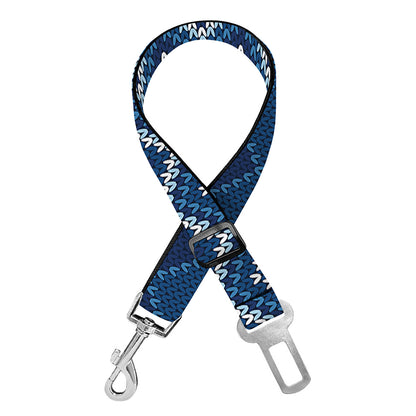 Blue Chevron Knitted Pattern Print Dog Seat Belt