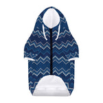 Blue Chevron Knitted Pattern Print Dog Zip Up Hoodie