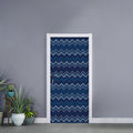 Blue Chevron Knitted Pattern Print Door Sticker