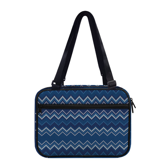 Blue Chevron Knitted Pattern Print Double Strap Bible Bag