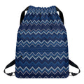 Blue Chevron Knitted Pattern Print Drawstring Backpack