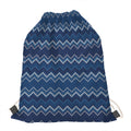 Blue Chevron Knitted Pattern Print Drawstring Bag