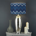 Blue Chevron Knitted Pattern Print Drum Lamp Shade
