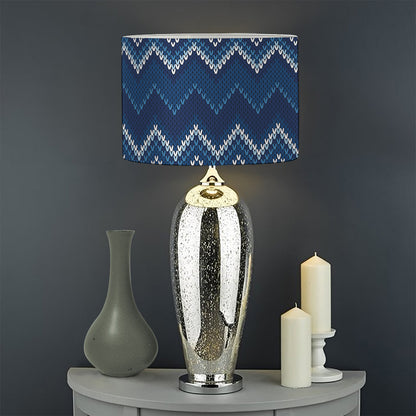 Blue Chevron Knitted Pattern Print Drum Lamp Shade