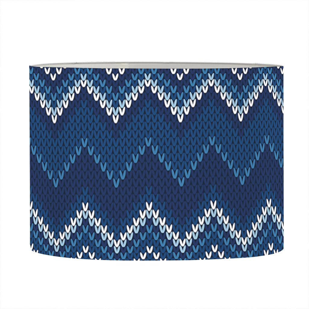 Blue Chevron Knitted Pattern Print Drum Lamp Shade