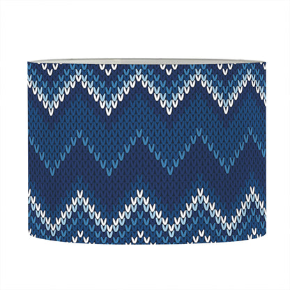 Blue Chevron Knitted Pattern Print Drum Lamp Shade