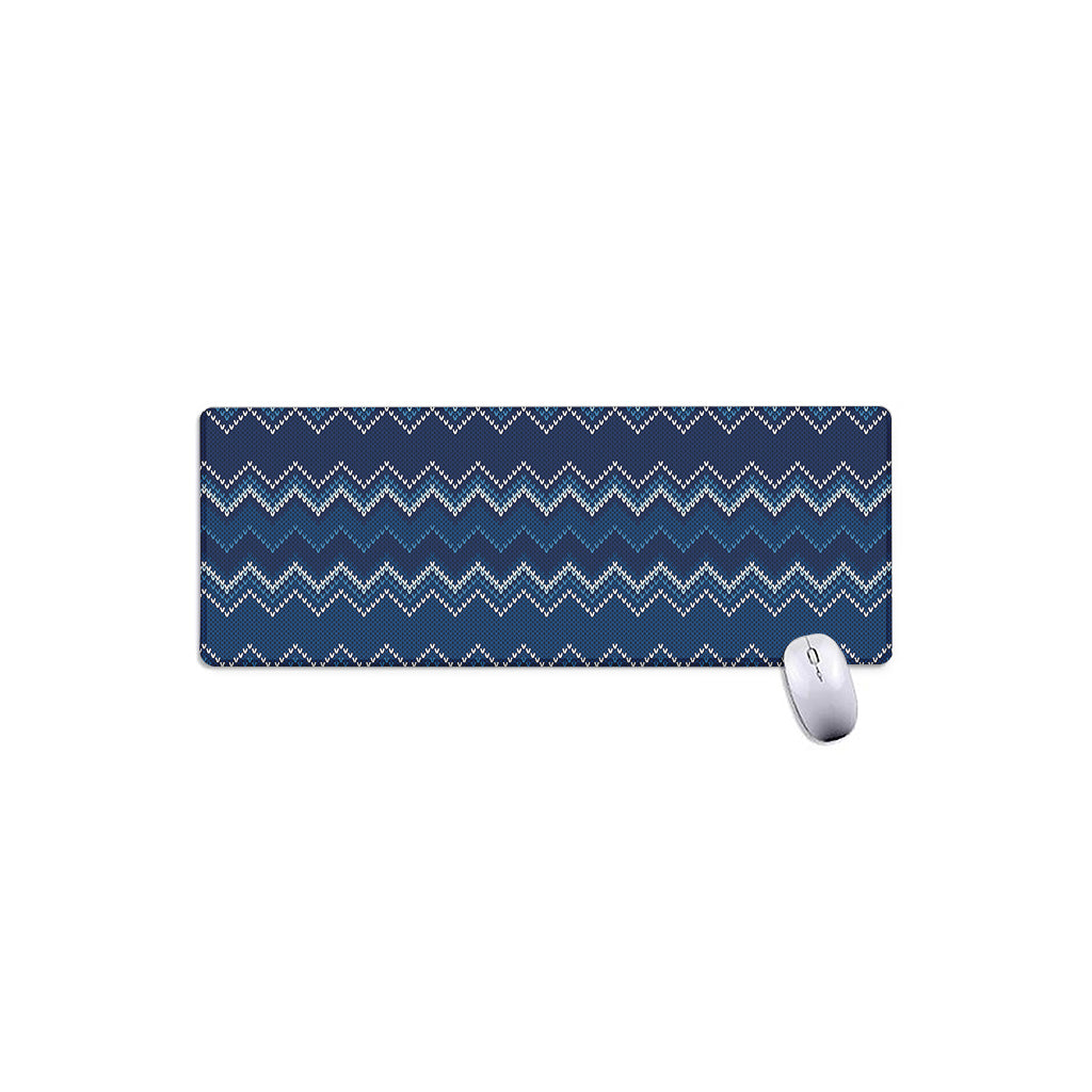 Blue Chevron Knitted Pattern Print Extended Mouse Pad