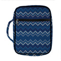 Blue Chevron Knitted Pattern Print Front Pocket Bible Bag
