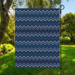Blue Chevron Knitted Pattern Print Garden Flag