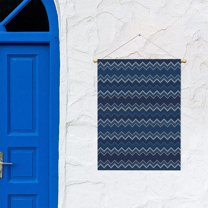 Blue Chevron Knitted Pattern Print Garden Flag