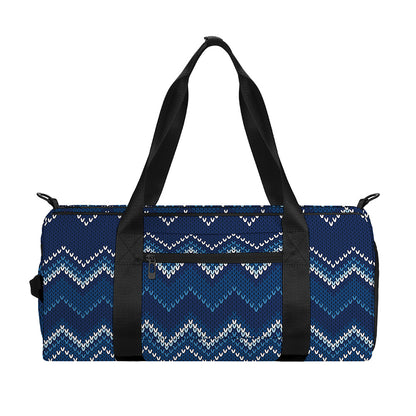 Blue Chevron Knitted Pattern Print Gym Bag