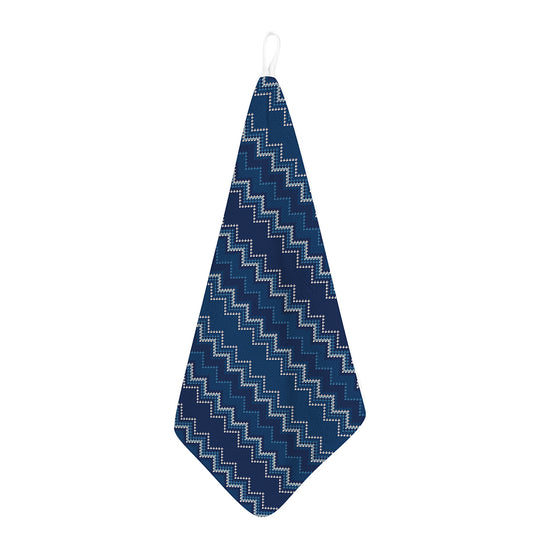 Blue Chevron Knitted Pattern Print Hand Towel