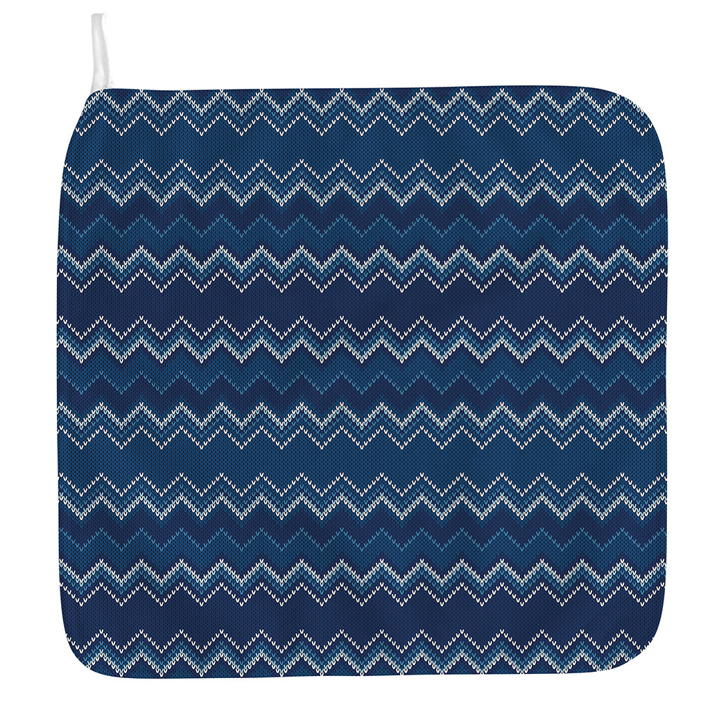 Blue Chevron Knitted Pattern Print Hand Towel