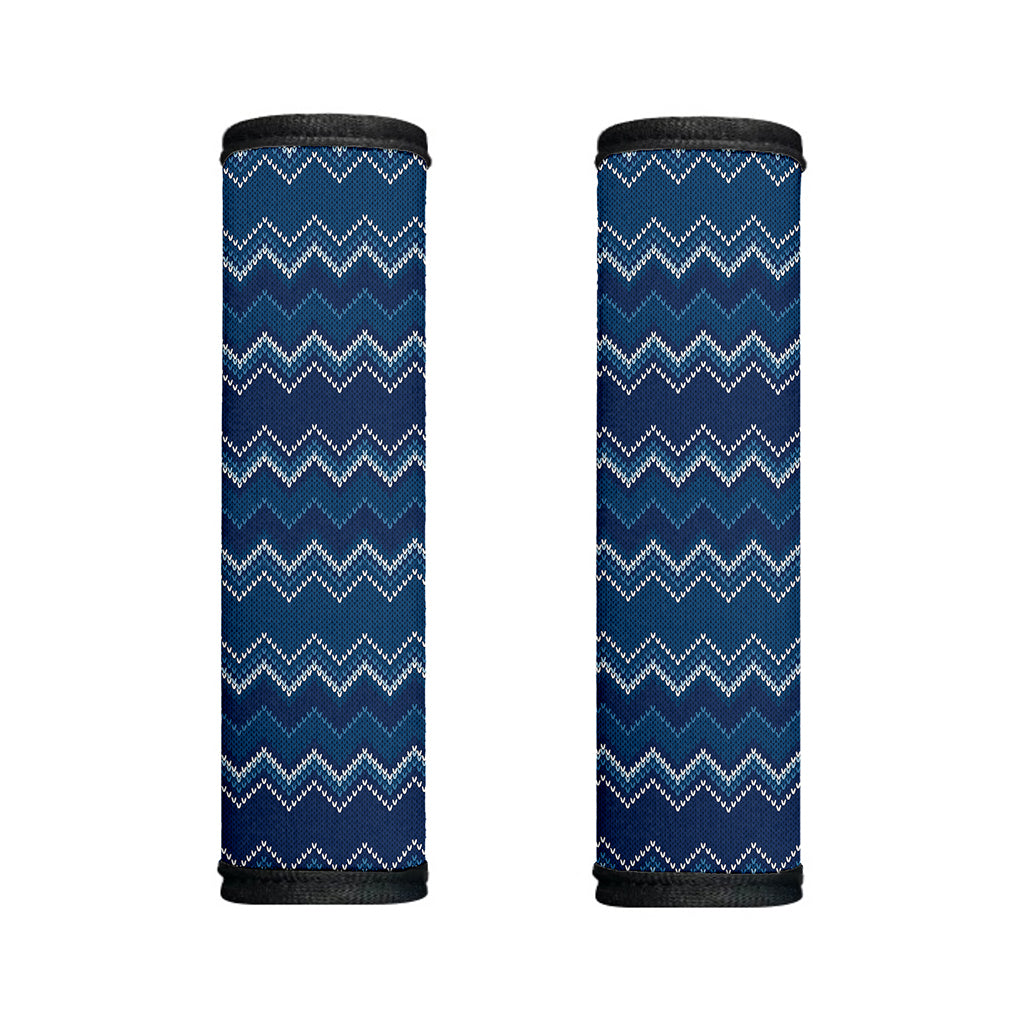Blue Chevron Knitted Pattern Print Handle Covers