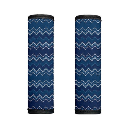 Blue Chevron Knitted Pattern Print Handle Covers