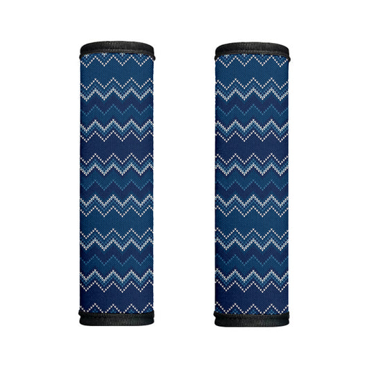 Blue Chevron Knitted Pattern Print Handle Covers