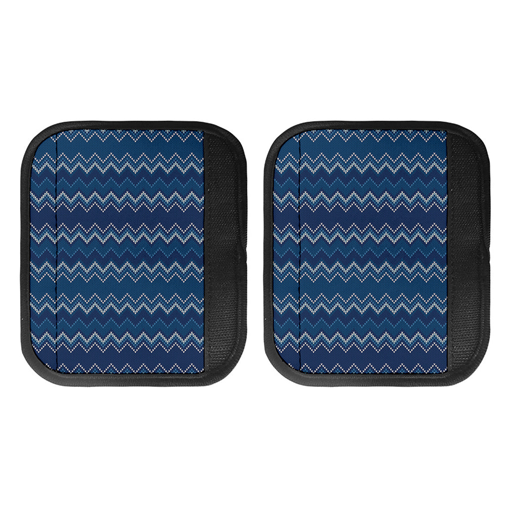 Blue Chevron Knitted Pattern Print Handle Covers