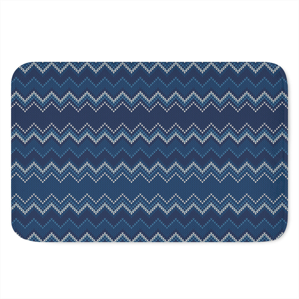 Blue Chevron Knitted Pattern Print Indoor Door Mat