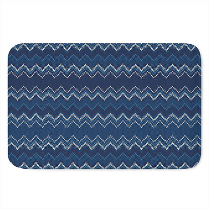 Blue Chevron Knitted Pattern Print Indoor Door Mat