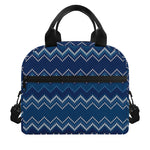 Blue Chevron Knitted Pattern Print Insulated Lunch Bag
