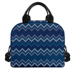 Blue Chevron Knitted Pattern Print Insulated Lunch Bag
