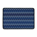 Blue Chevron Knitted Pattern Print Kitchen Mat