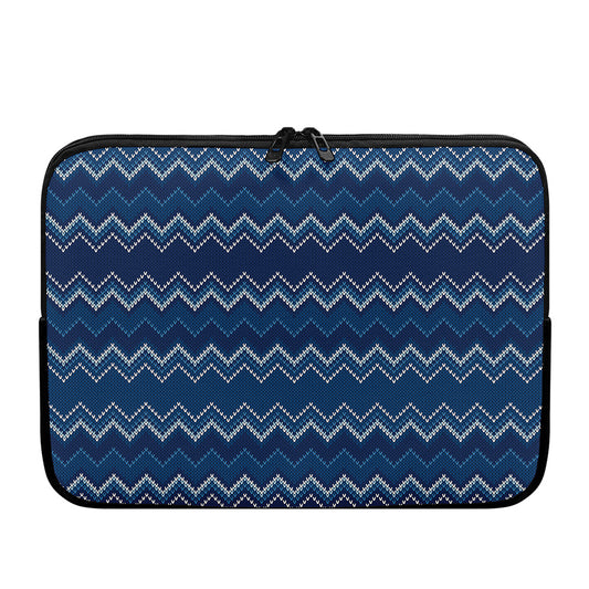 Blue Chevron Knitted Pattern Print Laptop Sleeve