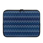 Blue Chevron Knitted Pattern Print Laptop Sleeve