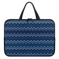 Blue Chevron Knitted Pattern Print Laptop Sleeve With Handle