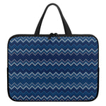 Blue Chevron Knitted Pattern Print Laptop Sleeve With Handle