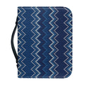 Blue Chevron Knitted Pattern Print Leather Bible Cover