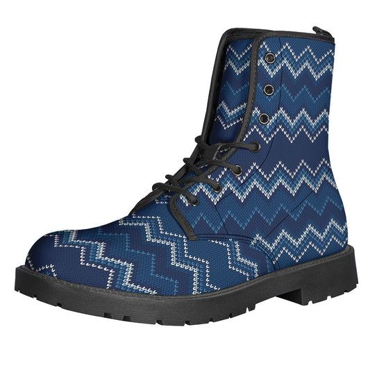 Blue Chevron Knitted Pattern Print Backpack